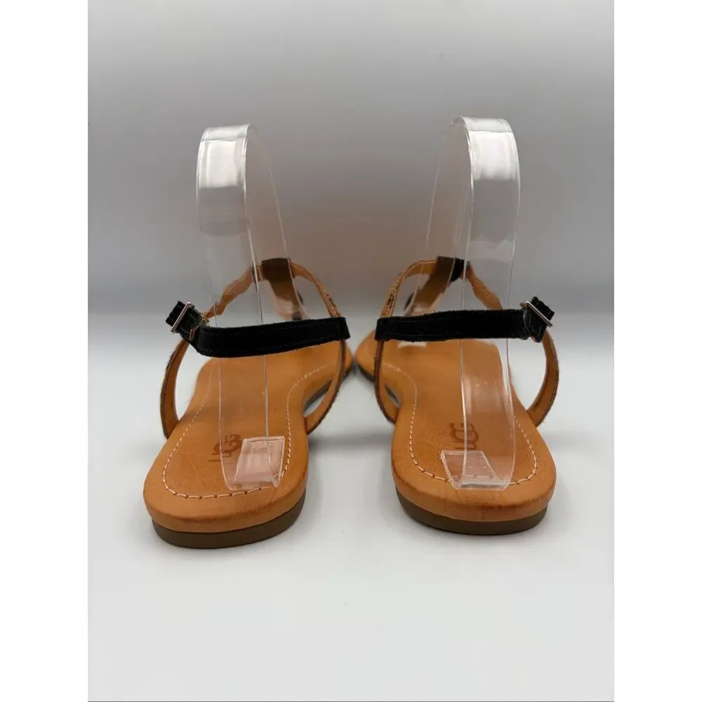 UGG Maddena T-Strap Calf Hair Buckle Sandal in Butterscotch Size 8.5